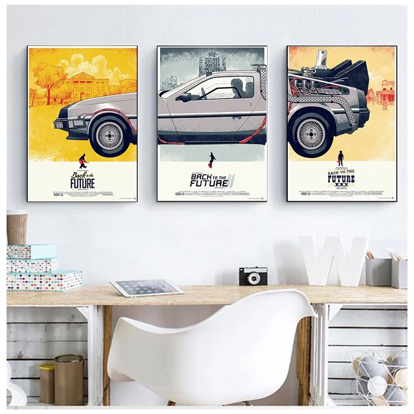 Back To The Future Car Poster Art Paintings Silk Canvas Poster Print Classic Movie Pictures Home Decor Boy Kid Gift
