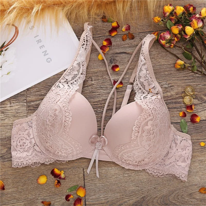 Sexy Push Up Bra Lingerie Femme Transparent Seamless Wireless Bra Intimates Lace Bralette Brassiere Crop Top Bras For Women