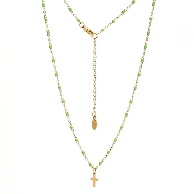 Stainless Steel Titanium Steel Minimalist Cross Enamel Plating Pendant Necklace