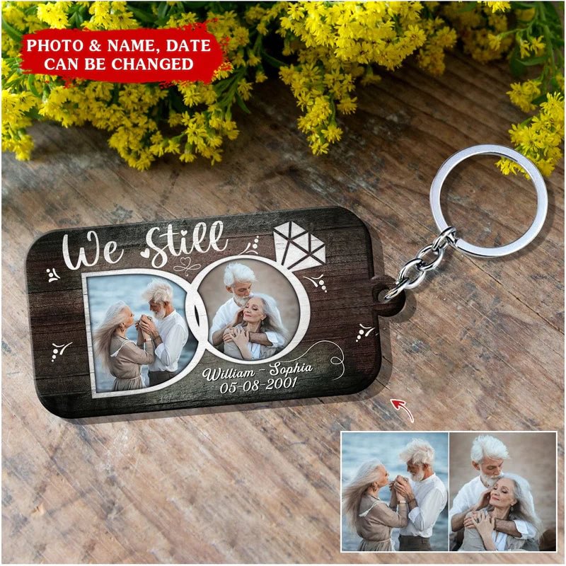 We Still Do - Personalized Couple Wooden Keychain