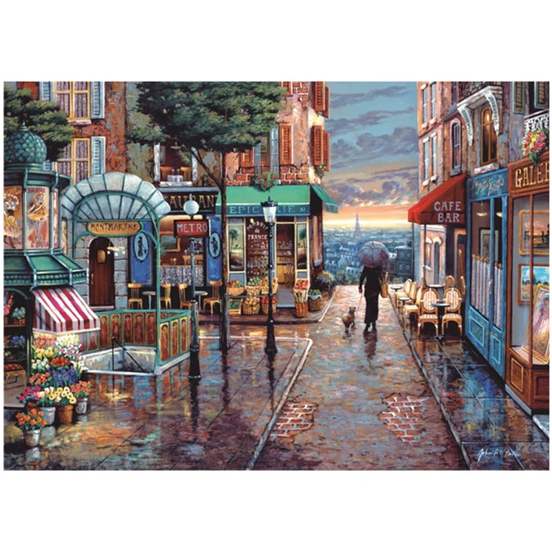 Jigsaw Puzzle 1000 Pieces for Adults Children Challenging Games Education Toys Romantic Town Oil Painting