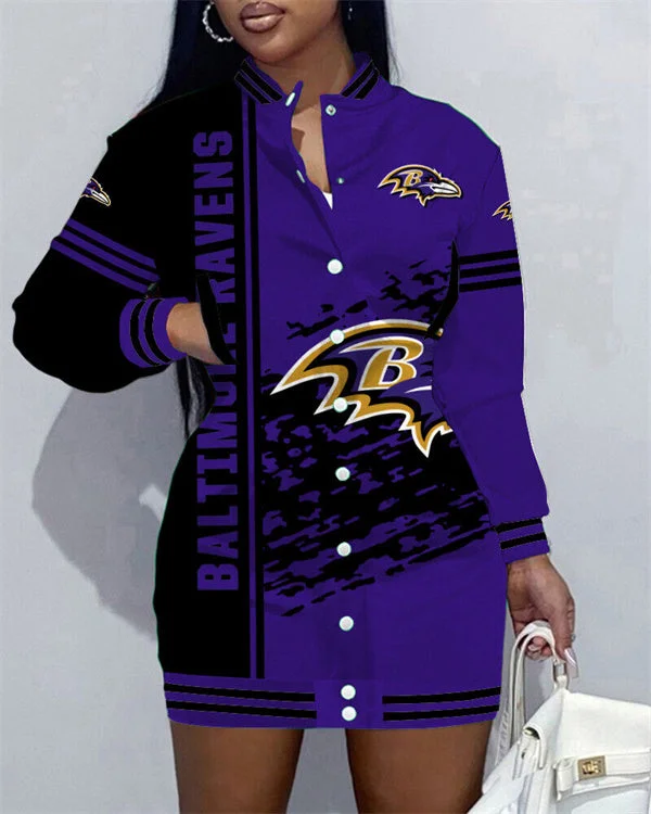Baltimore Ravens
Limited Edition Button Down Long Sleeve Jacket Dress