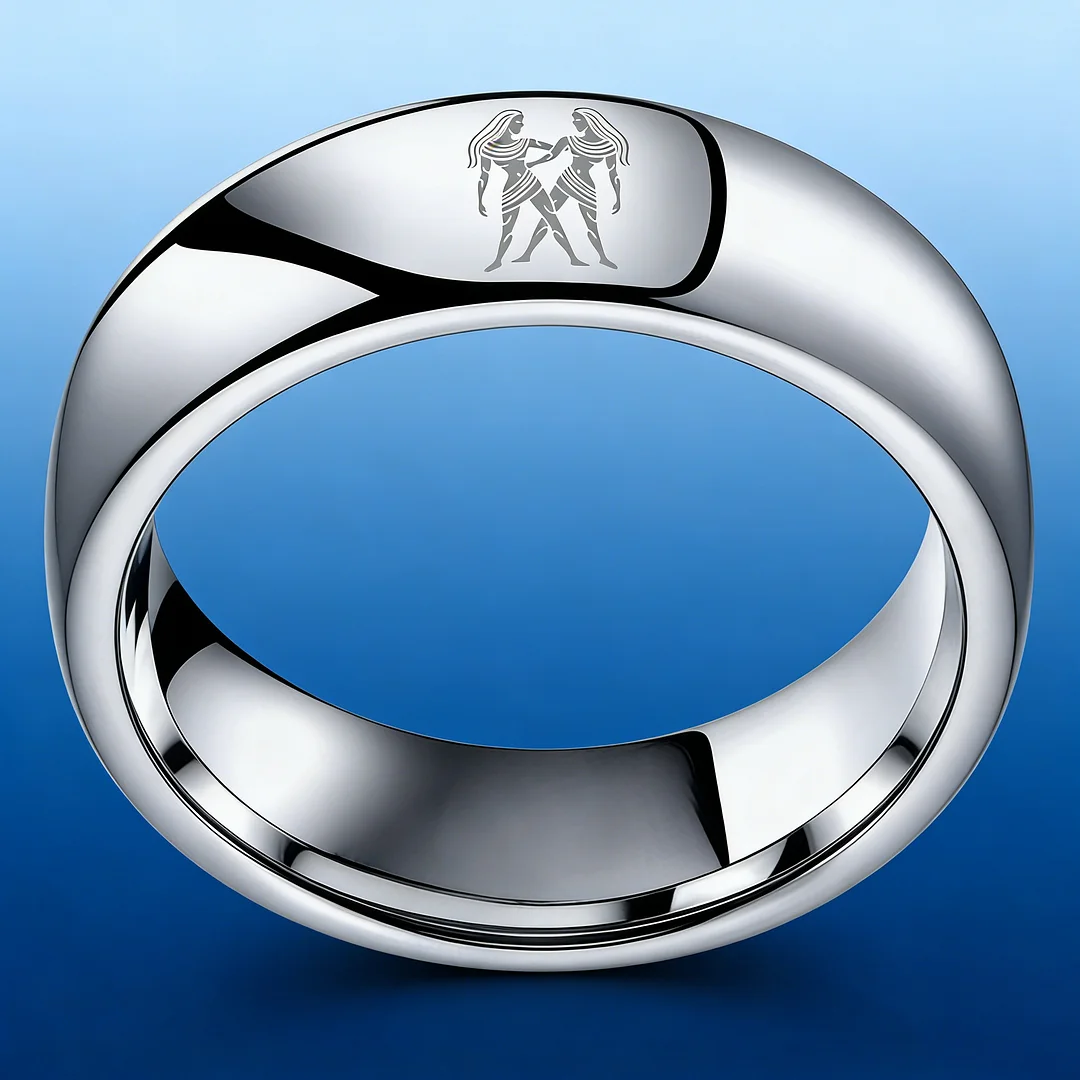 Womens Or Mens Gemini Tungsten Carbide Wedding Rings Sliver Domed Top Couples Bands 4MM 6MM 8MM