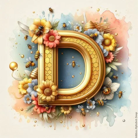 Diamond Painting - Full Round Drill - Bee Alphabet(Canvas|30*30cm)