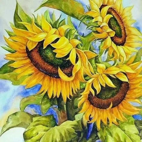 Sunflower Diamond Painting Full Square Round Drill Wall Art