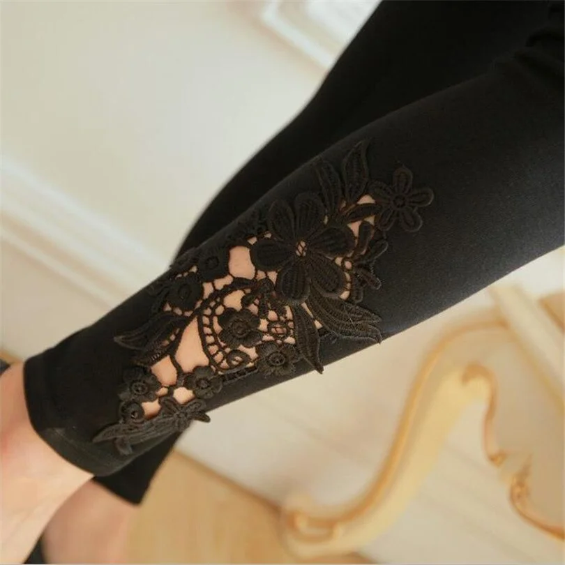 CUHAKCI Fitness Leggings Women Floral Style Lady Activewear Black Leggin Summer Spring Trousers Cotton Pants Mid Waist