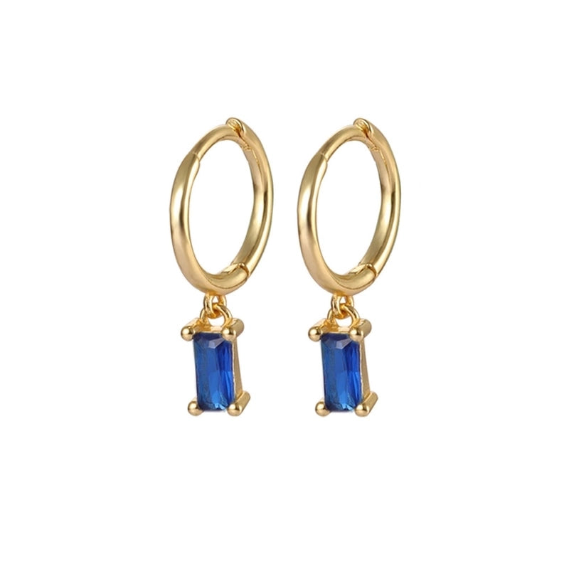 1 Pair White Gold Plated Gold Plated 925 Sterling Silver Zircon Geometric Drop Earrings