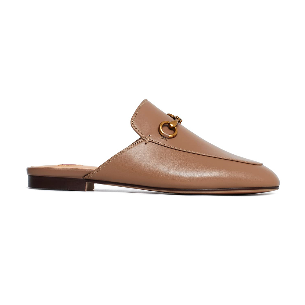 Red Heart Buckle Brown Mules Shoes-vocosishoes