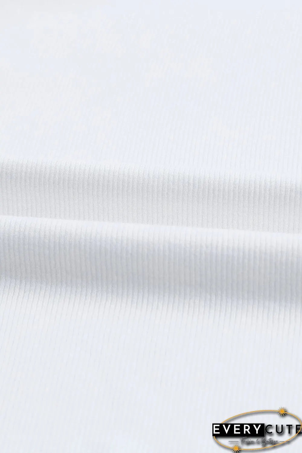 White Rib Knit Crew Neck Sleeveless Crop Top