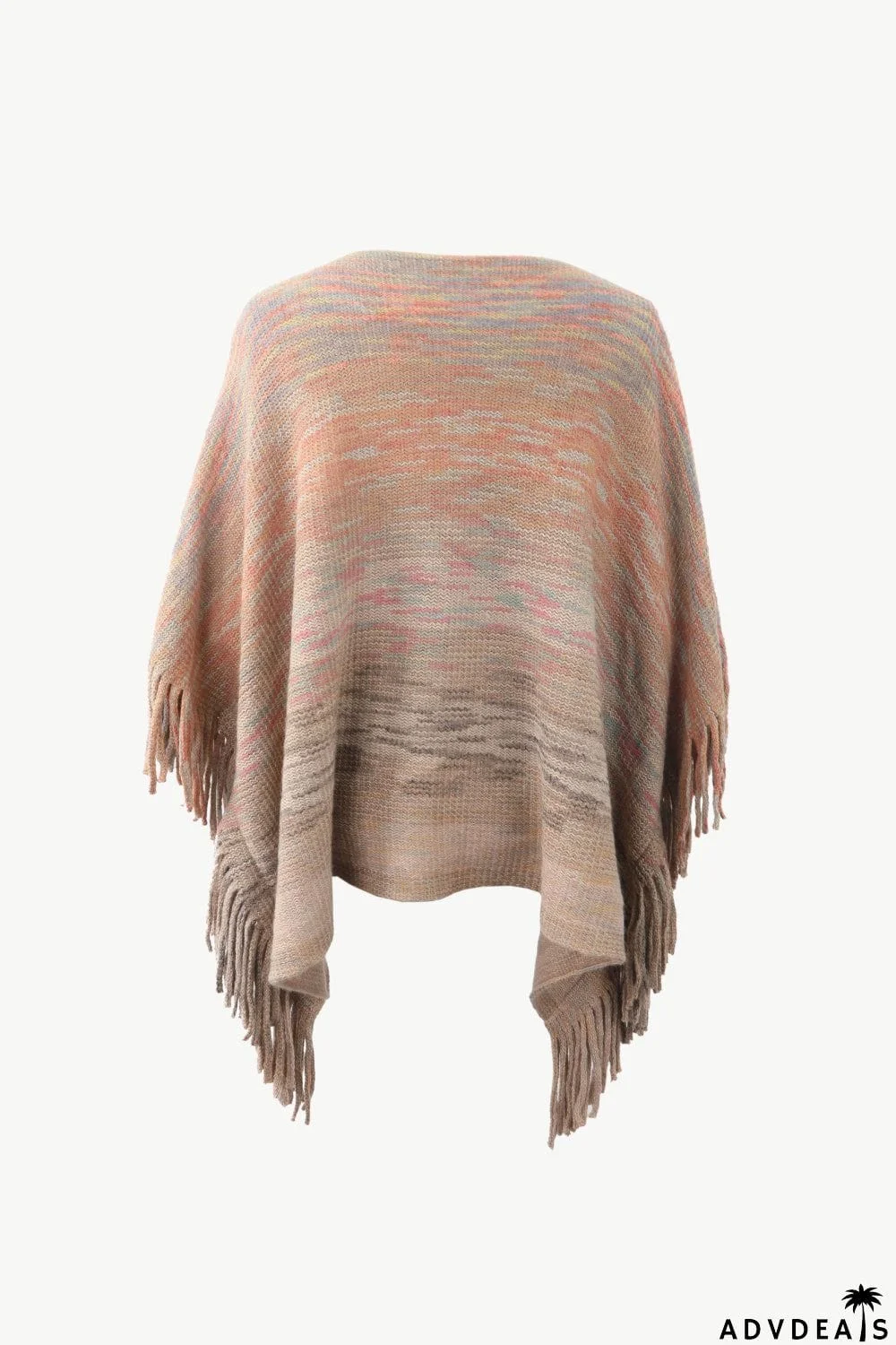 Round Neck Fringe Detail Poncho