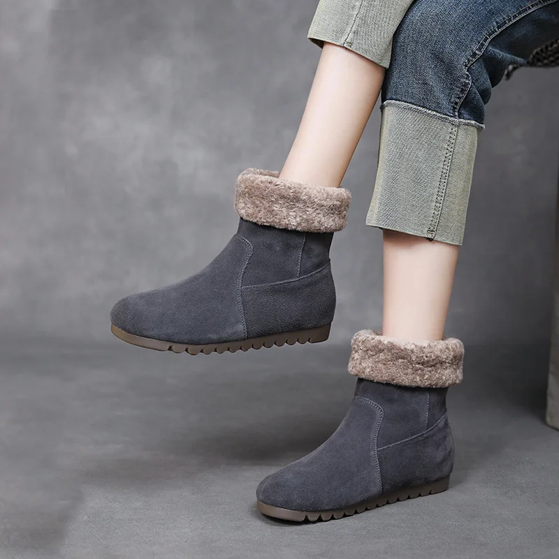 Yyvonne Snow Boots Women's New Short Barrel Krainian Winter Flat Bottom Anti-Slip Thick Velvet Sleeve High Cotton Shoes