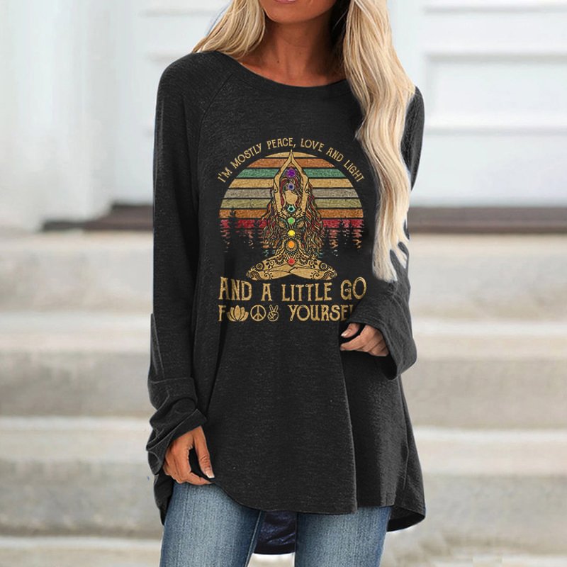 I'm Mostly Peace, Love And Light And A Little Go Fxxk Yourself Printed Women's T-shirt