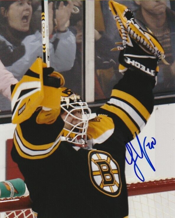 TIM THOMAS SIGNED BOSTON BRUINS GOALIE 8x10 Photo Poster painting #4 Autograph