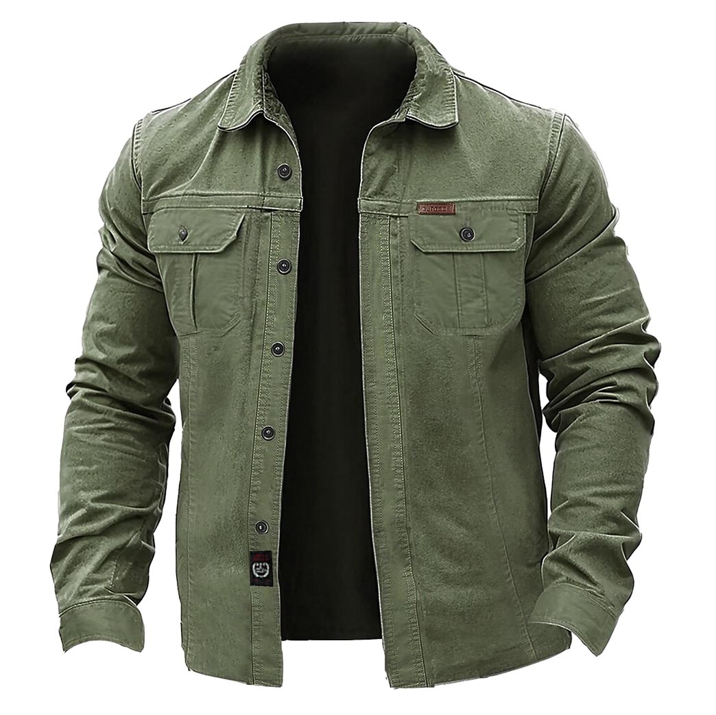 Men's Vintage Outdoor Workwear Pocket Long Sleeve Lapel Utility Shirt