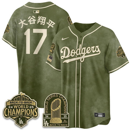 Men's Los Angeles Dodgers #17 Shohei Ohtani Olive New Era 2026 Armed Forces Day Jersey M7EM