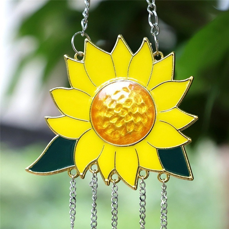 Tegooe Sunflower Metal Wind Chimes for Windows Garden Decor - OutdoorIndoor Hanging Ornament Tegooe