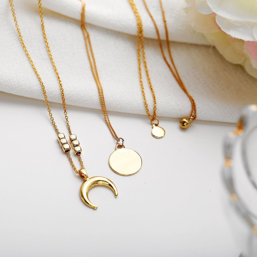 Fashion Personality Multi-layer Moon Disc Necklace