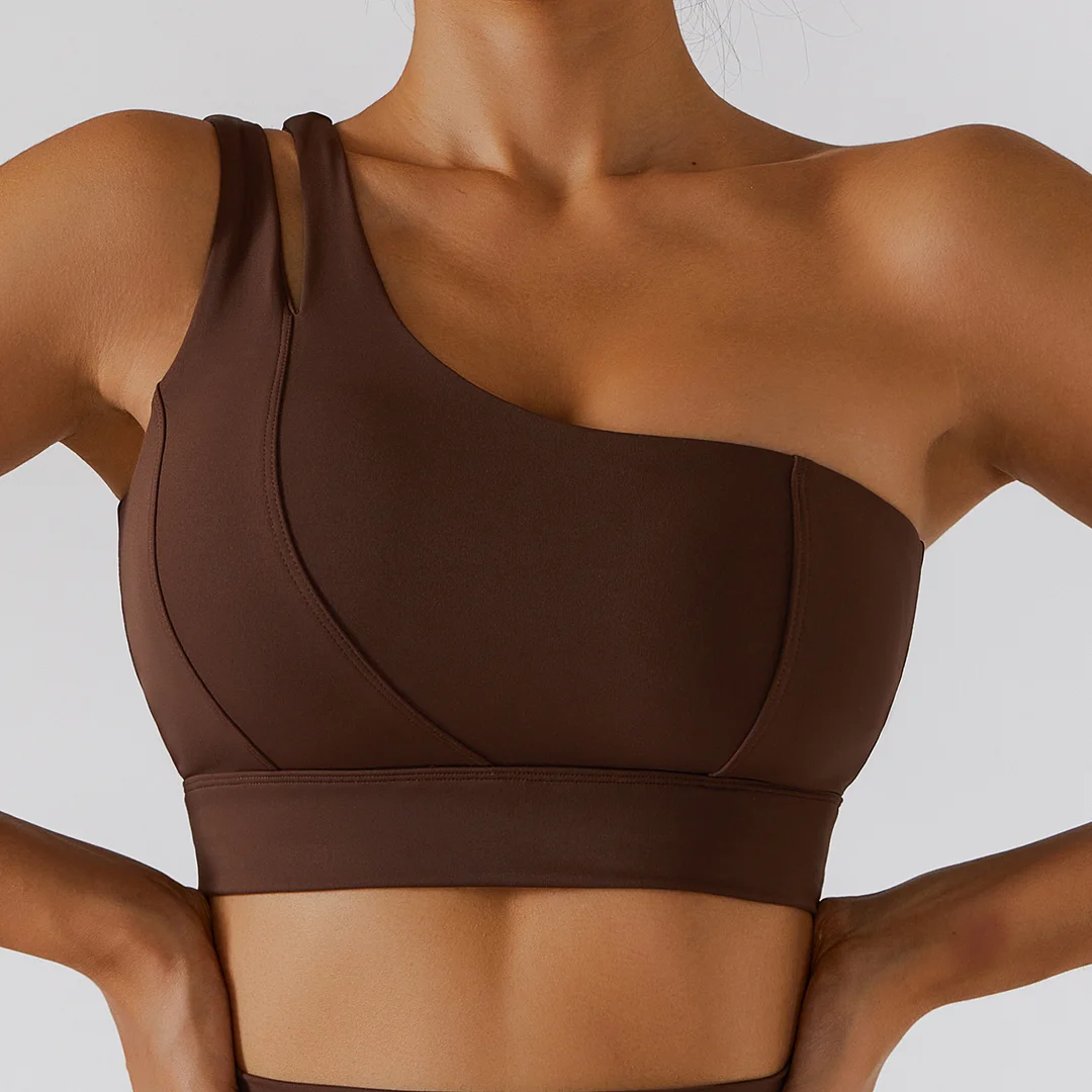 Slant Single-Shoulder Shockproof Sports Bra