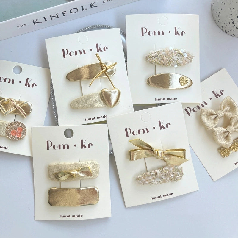 Cute Kid’S Heart Shape Bow Knot Leather Sequins Hair Clip