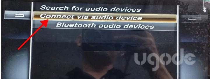 Mercedes NTG Connect via audio device option highlighted