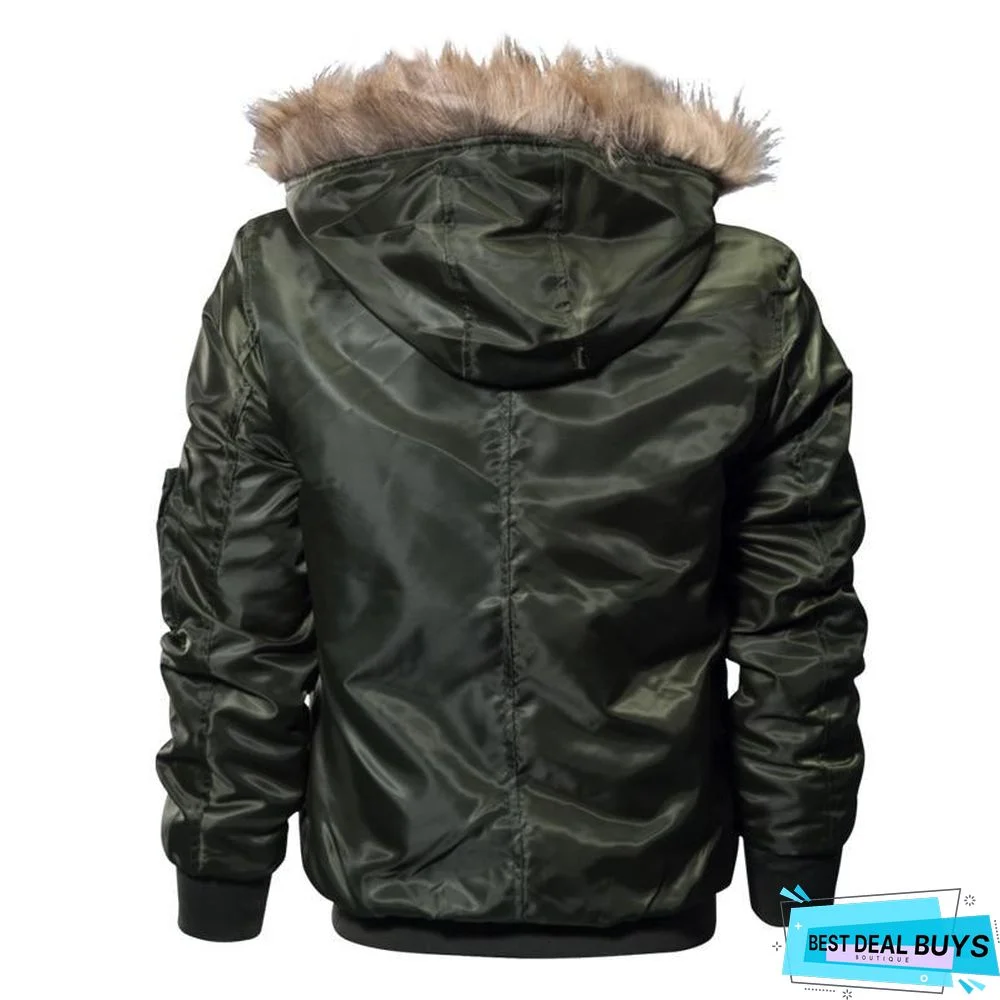 Men's Bomber Pilot Jacket Winter Parkas Army Military Motorcycle Jacket Cargo Outerwear Air Force Army Tactical Coats