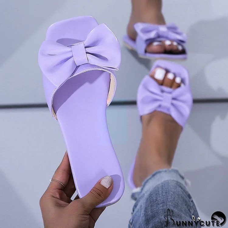 Plus Size Summer Flat Bow Women's Casual Slippers