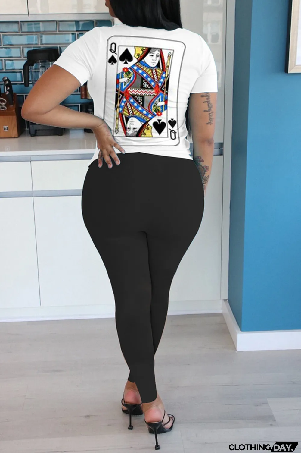 Pink Polyester Street Letter Print Straight Short Sleeve Two Pieces