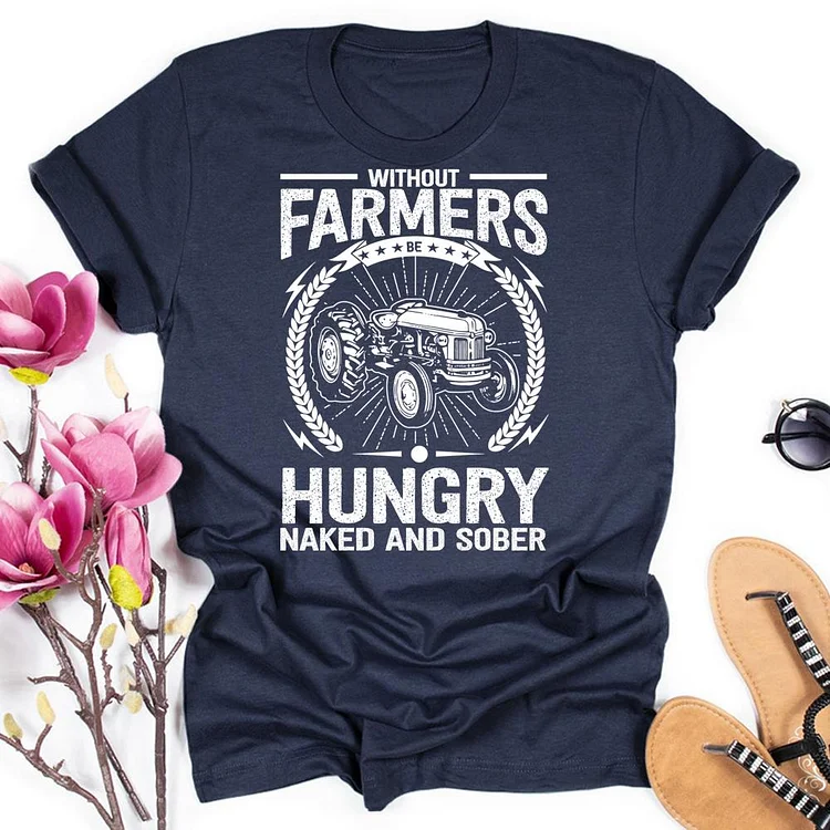 Farmers Hungry Naked and Sober Round Neck T-shirt-0018746