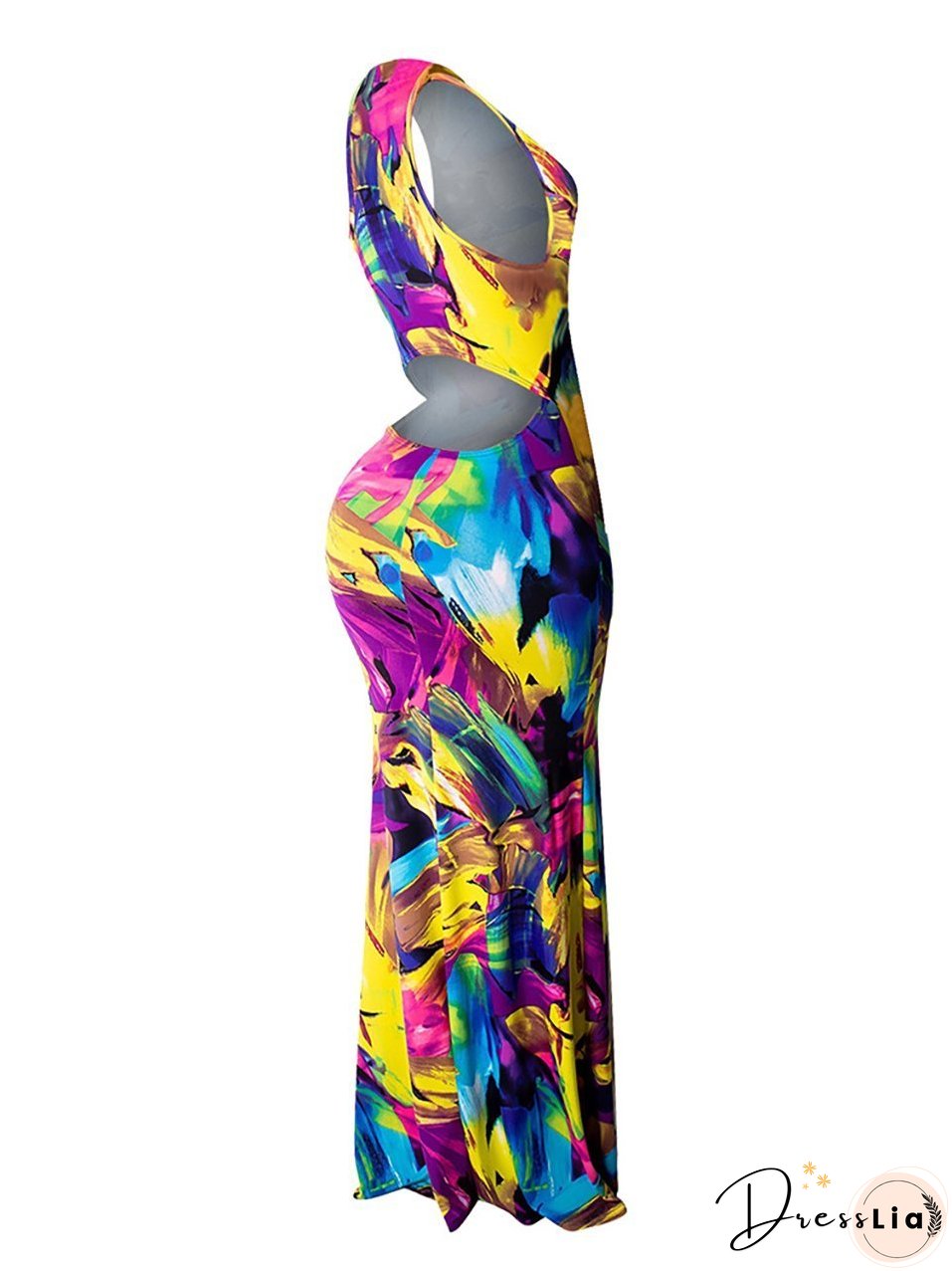 Slim Print Beach Evening Maxi Dress for Women