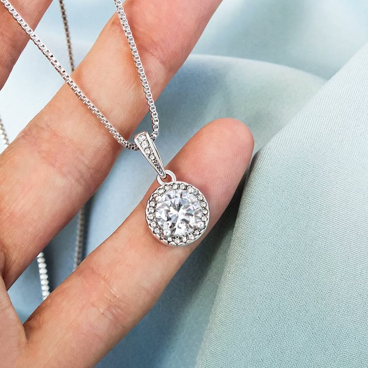 For Daughter - S925 This Old Lion will always Have Your Back Round Diamond Necklace