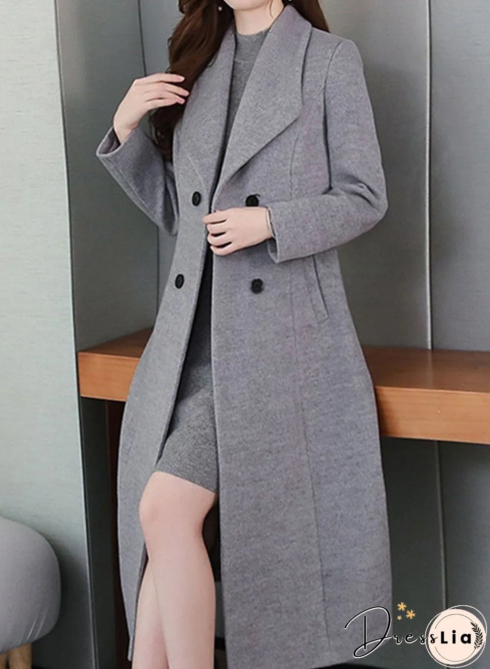 Women'S Wool Coat Lapel Super Long Coat