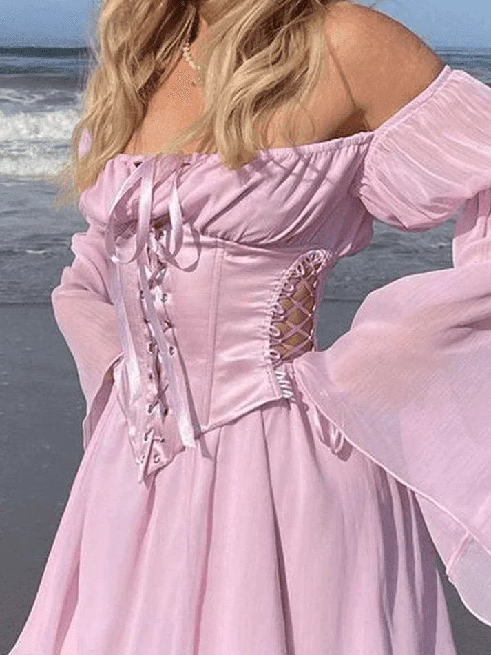 Brownm Long Sleeve Corset Mini Dress