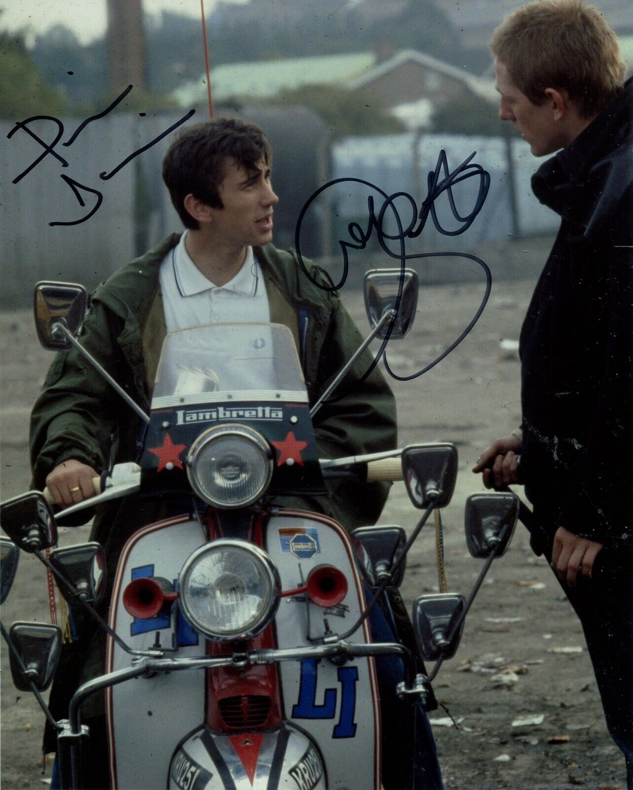 Quadrophenia 8x10 moped scene Photo Poster painting signed by Phil Daniels & Mark Wingett