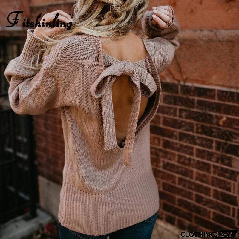 Backless Bow Knot Sweater