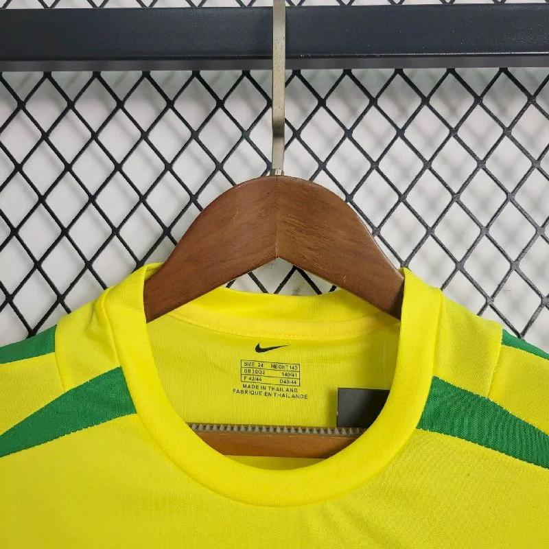 2002 Retro Kids Size Brazil Home Soccer Jersey