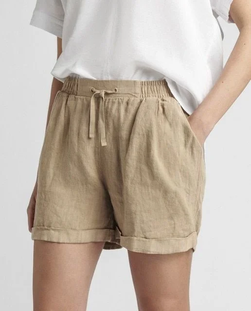 Cotton -Linen Simple Stylish Drawstring Shorts