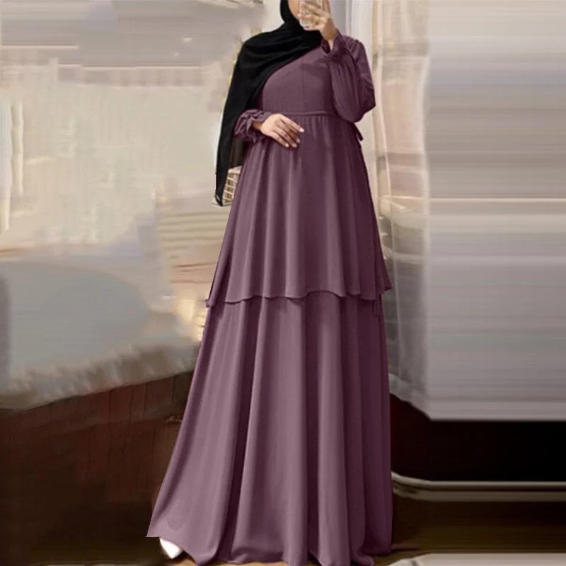 Women Casual Long Sleeve O Neck Solid Dress Islamic Clothing ZANZEA 2022 Fashion Muslim Sundress Kaftan Holiday Marocan Caftan