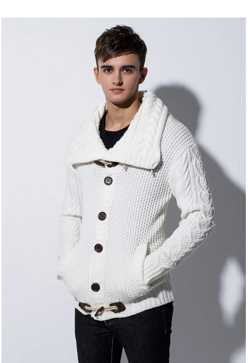 Men's Solid Color Knitted Cardigan Sweater Coat