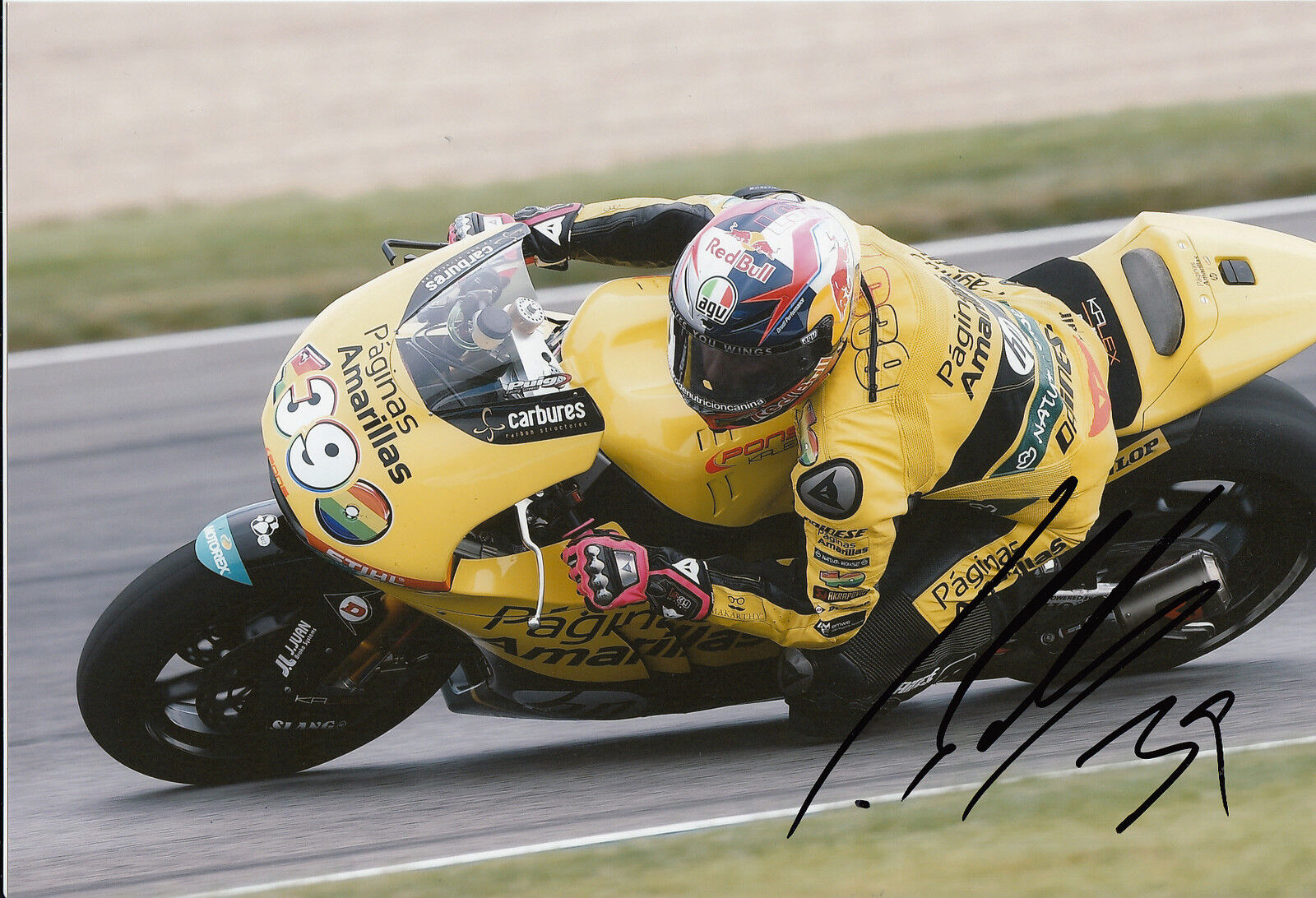 Luis Salom Hand Signed Paginas Amarillas HP 40 Kalex 12x8 Photo Poster painting 2014 Moto2 4.