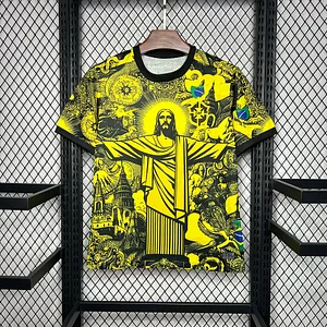 2024 Brazil Special Edition Jesus Yellow Gray Soccer Jersey
