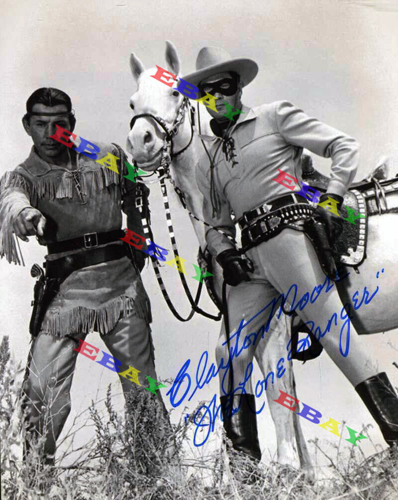 CLAYTON MOORE Lone Ranger Autographed Signed 8x10 Photo Poster painting Reprint