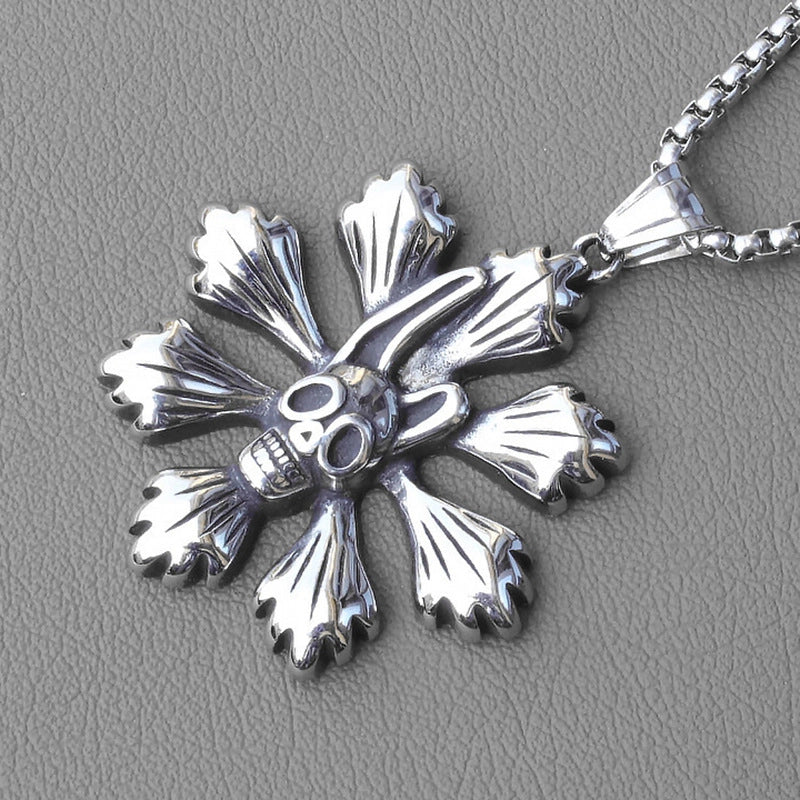 Retro Punk Cross Axe Alloy Titanium Steel Iron Plating Men’s Pendant Necklace Men Pendant Necklaces