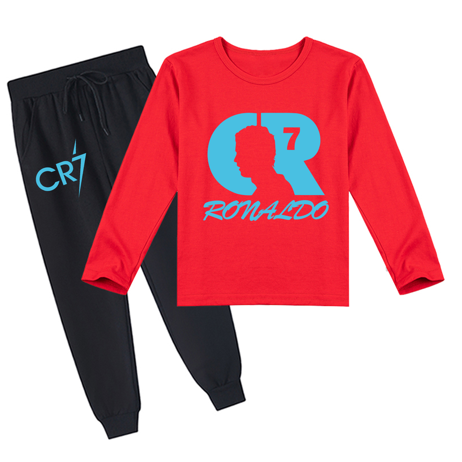 Mayoulove Kids' Long Sleeve Cristiano Ronaldo T-Shirt Set - Stylish Sportswear for Boys  Girls, Perfect Gift-Mayoulove