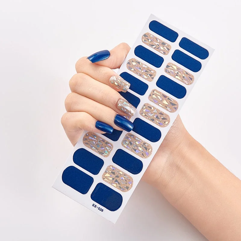 22 Tips/Sheet Solid Colors And Creative Nail Art Nail Sticker set Nail Accesoires Self Adhesive Nail Sticker Nail Wraps DIY