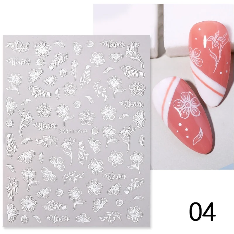 1PC Golden Heart Designs Nail Art 3D Stickers Decals Valentine's Day Black White Red Adhesive Sticker Decoration For Manicures