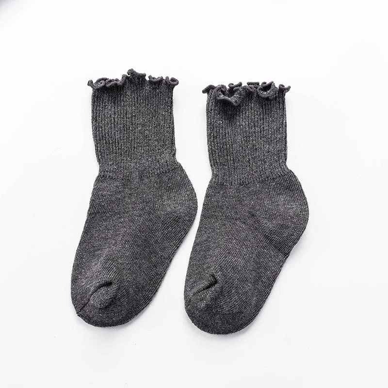 YWHUANSEN 1 to 8 Yr 10 Colors Spring Autumn Children's Socks Candy-colored Cotton Socks For Girls Ruffle Edge Kids Socks Toddler