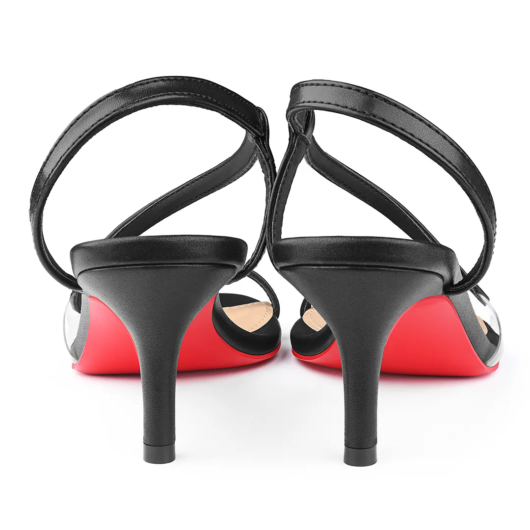 65mm Spotlight Wavy Straps Sandals Red Bottom Stilettos-vocosishoes