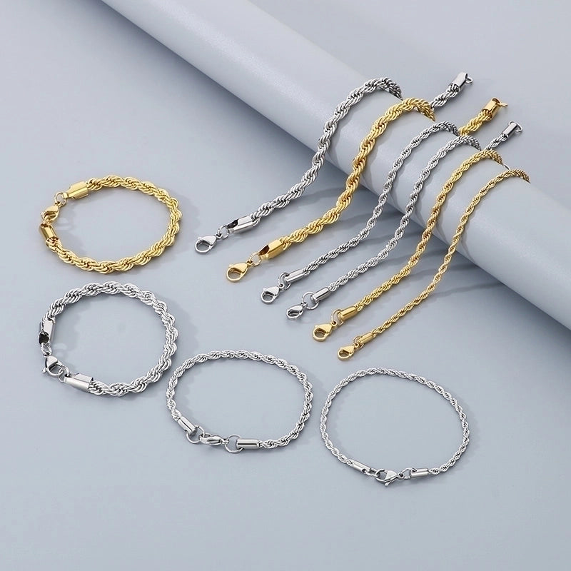 Minimalist Twist 304 Stainless Steel 18K Gold Plated Bracelets In Bulk
