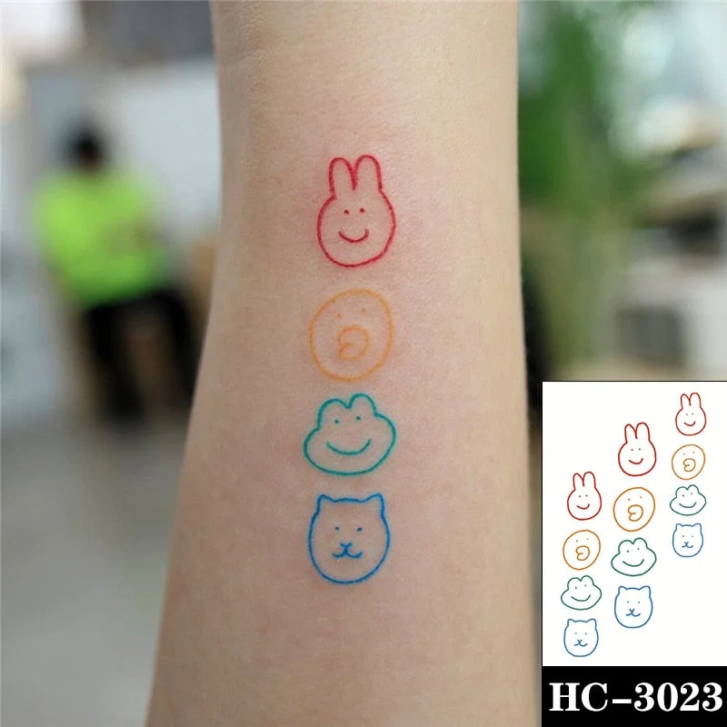 Waterproof Temporary Tattoo Sticker Cartoon Carousel Pattern Heart Moon Body Art Fake Tattoos Flash Tatoos Arm Ear for Men Women