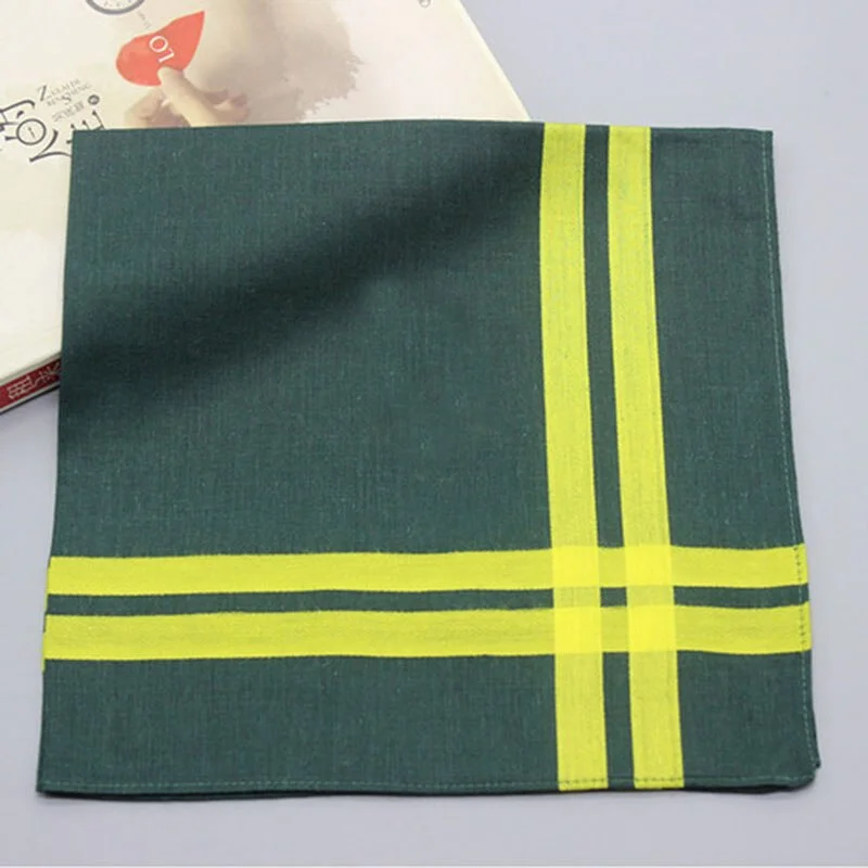 Handkerchiefs Women Cotton Plaid Retro High Quality Elegant Square Towel Pocket Womens Trendy Korean Style Ladies Simple Casual